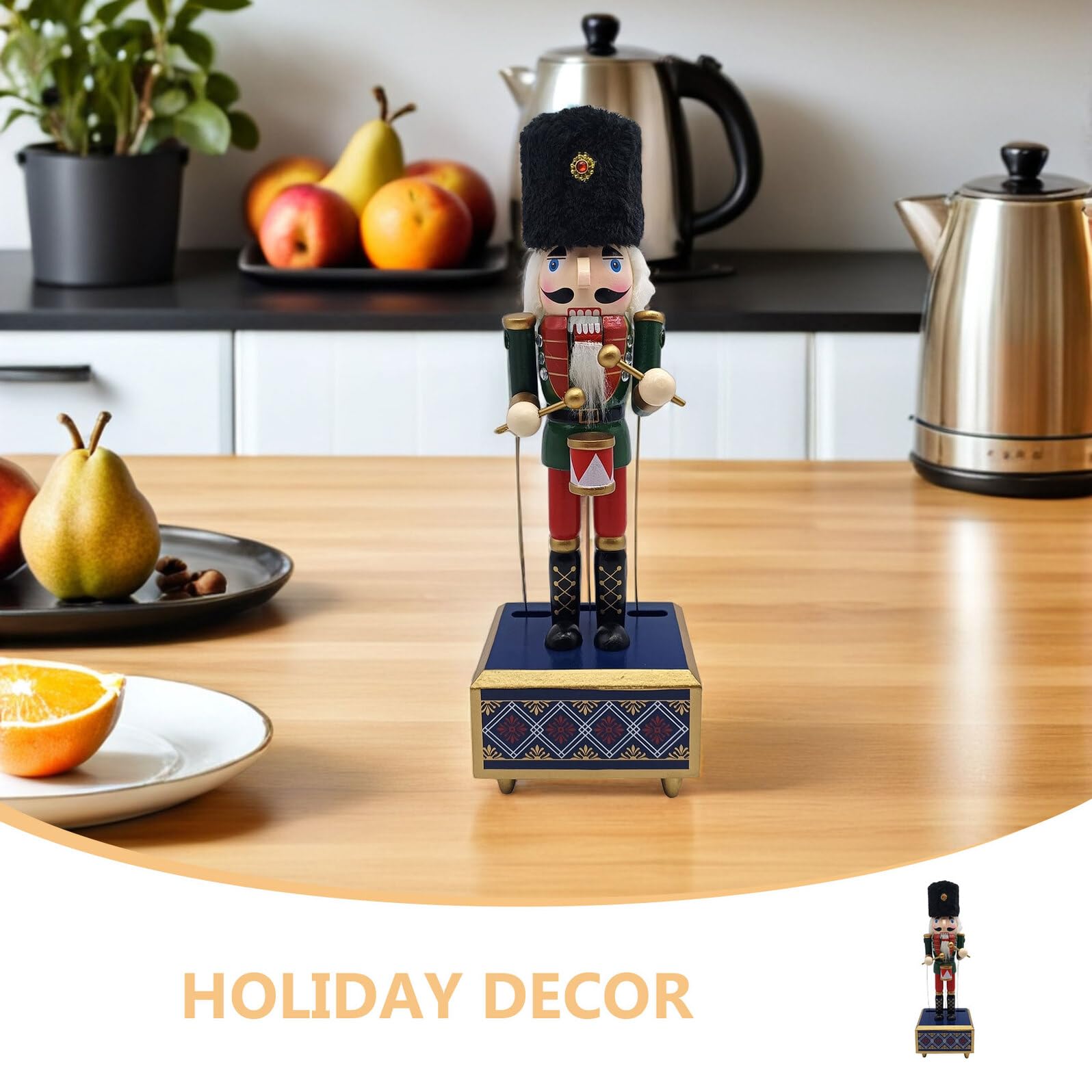 Boîte à Musique Casse-Noisette Bois avec Mécanisme à Remonter Décoration Festive de Noël Figurine Soldat Musicale Bois pour Ambiance Chaleureuse