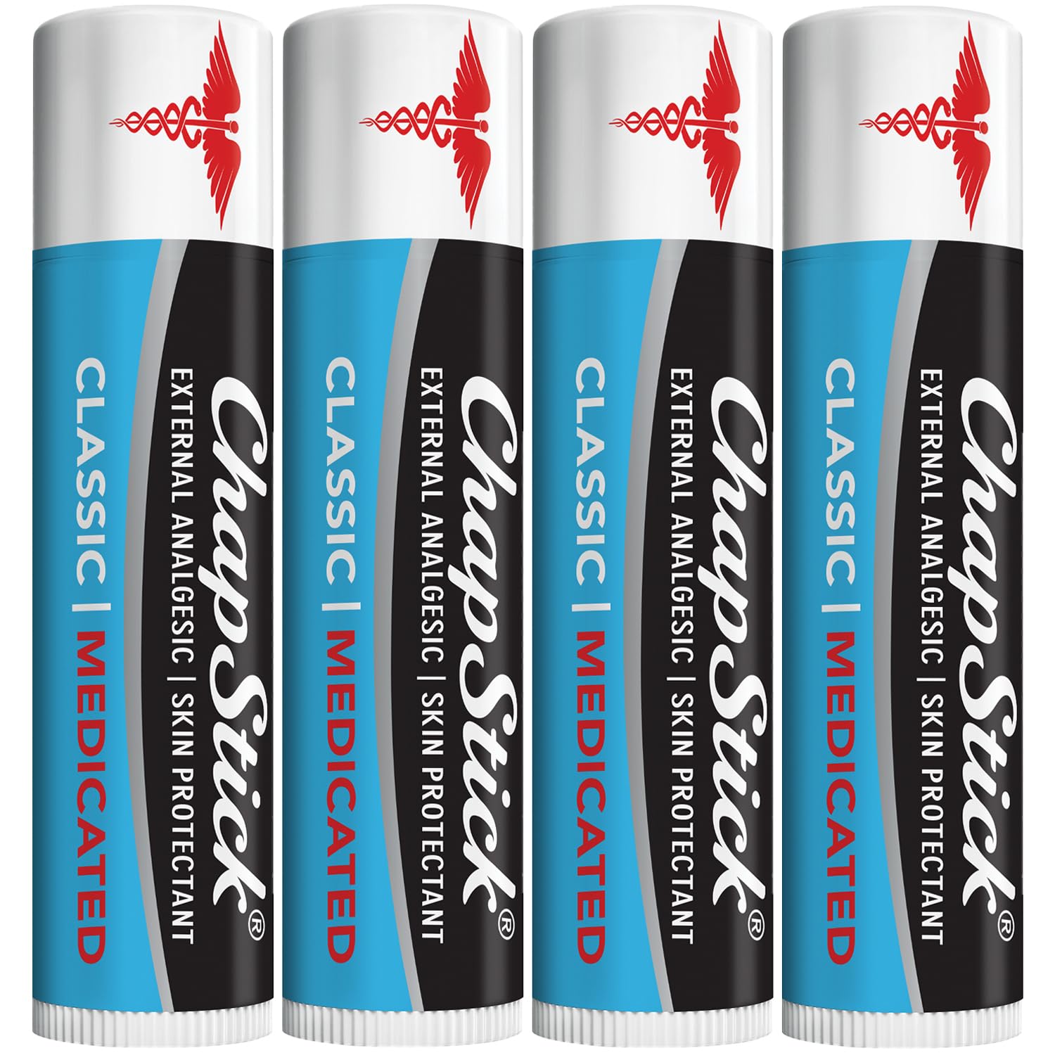 ChapStick Medicated Lip Balm 4-Pack External Analgesic Skin Protectant for Dry Lips Cold Sore Pain Relief 0 15