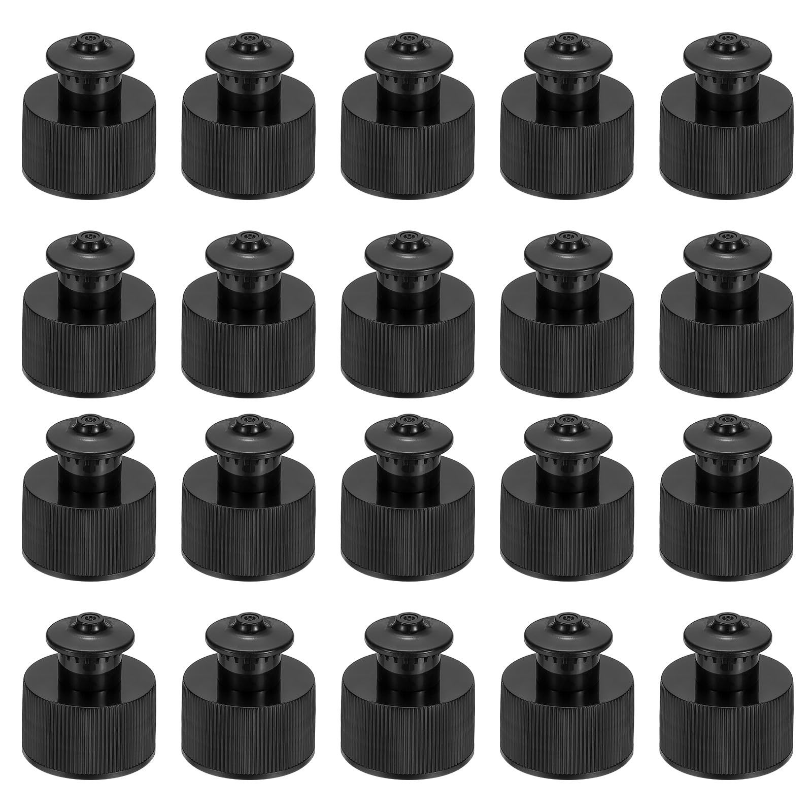 sourcing map 20 Pcs 24/410 Plastic Push Pull Caps, 28mm Water Bottle Caps Twisted Sport Bottle Lids Leak Proof Lid for Water Bottles Replacement Portable Bottles Lid, Black