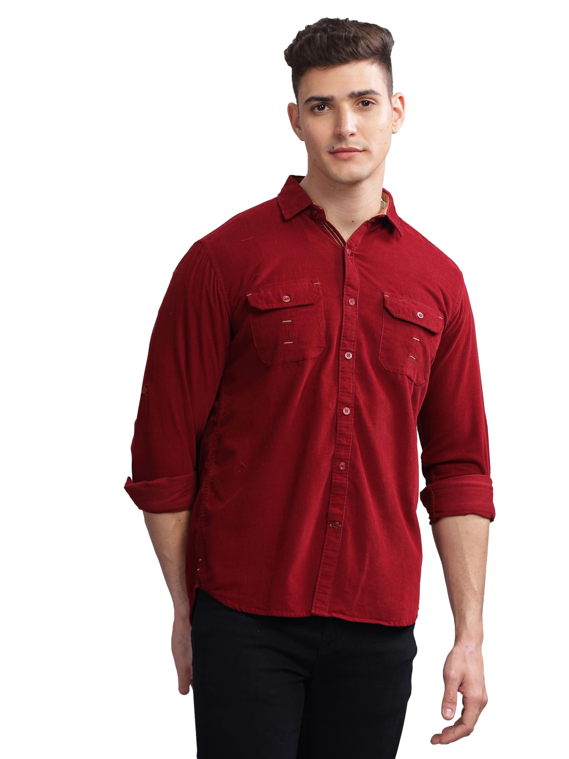 kuons avenue Men's Corduroy Shirt - Smart Casual Wear with Double Pockets, Full Sleeve | Stylish Shirt for Men-picture-11