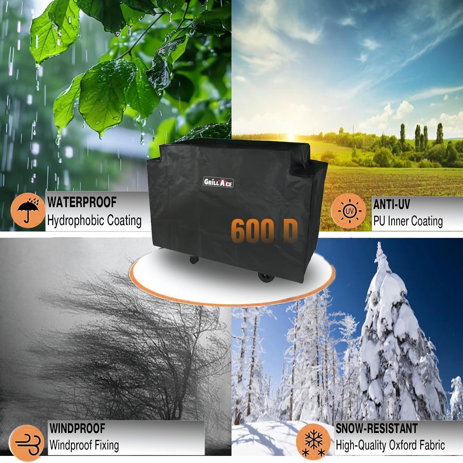 Grill Protection Bundle 600D Heavy Duty Grill Cover Propane Hose & Regulator Kit, Universal for Grills, Heaters