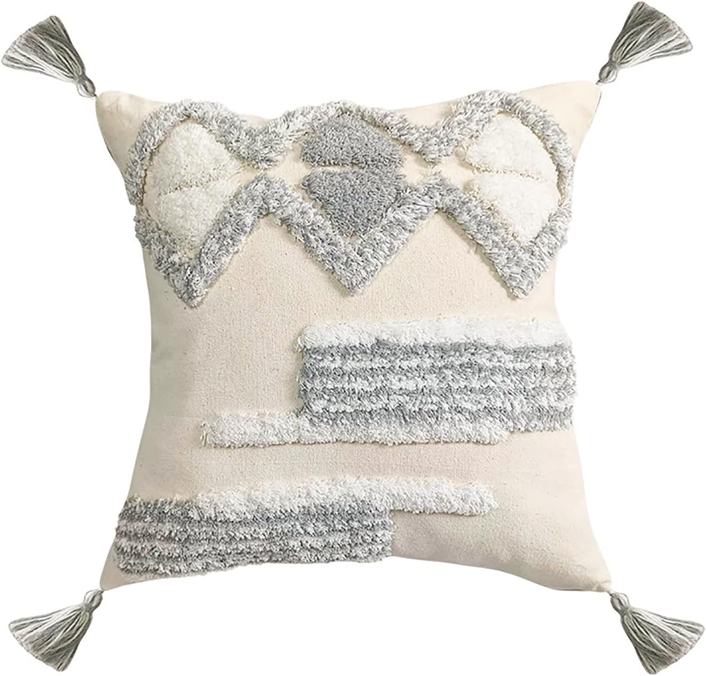 Decorative Throw Pillows Cover with Tassels Tufted Embroidered Pattern Couch Pillow Cases Covers