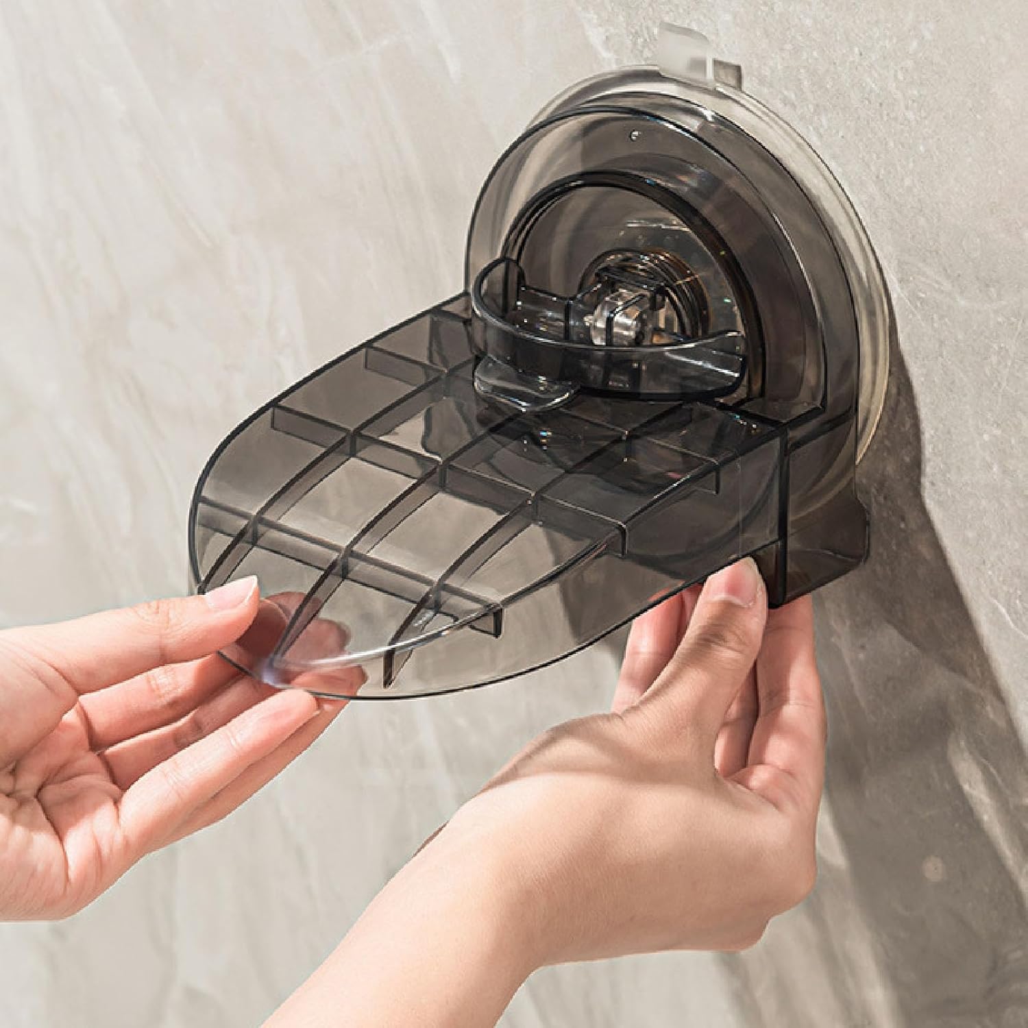 Strong Grip Shower Foot Rest for Bathroom, No Drilling Stable Suction Foot Rest Cup Detachable Cups for Showering, with Large Suction Cup (Clear Black)