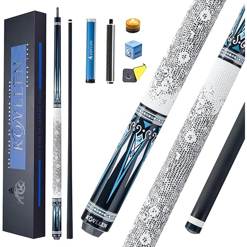 KONLLEN Carbon Fiber Pool Cue Stick 58-inch Professional Pool Sticks for Adults Full Carbon Technology Low Deflection Pool Cue Billiard Cues with 12.5mm Tip (Easy to Control, Pro Taper, Ultra-Smooth)