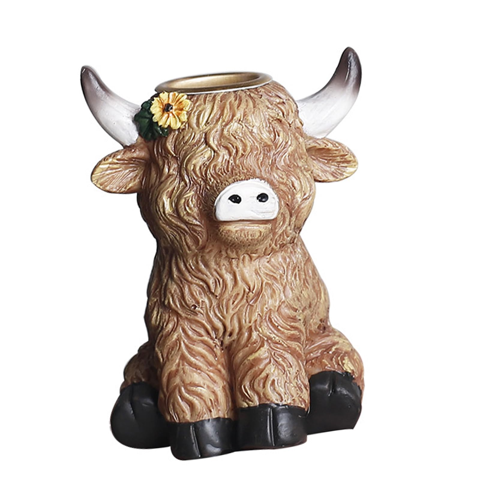 OSNIYAW Resin High Cow Statue Taper Holders for Home Party Centerpieces Decors Perfect for Festivals and Gift Elegant Resin High Cow Statue Taper Holders
