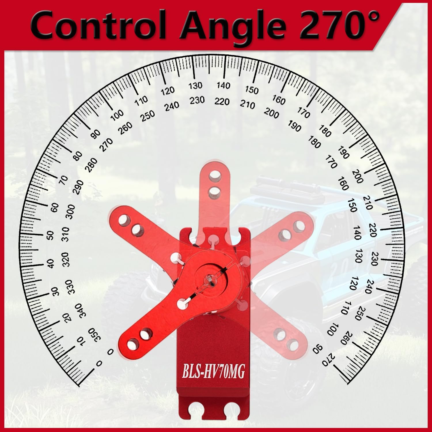 70KG High Torque Servo Brushless RC Digital Servo BLS-HV70MG All-Metal IP67 Waterproof Steering Motor for 1/8 1/10 RC Helicopter Airplane and Buggy Car, 270° Control Angle