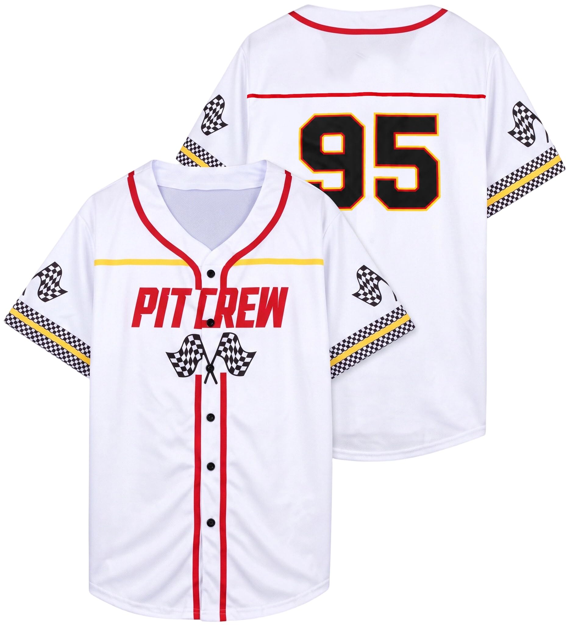 Mens Racing Jersey Button Down Graphic Pit Crew Shirts Car Racing T-Shirt