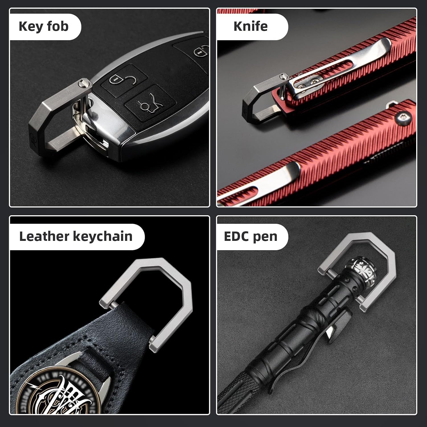 Titanium Key Rings - D Ring Keychain & Screw Shackle Key Rings for Home & Car Keys