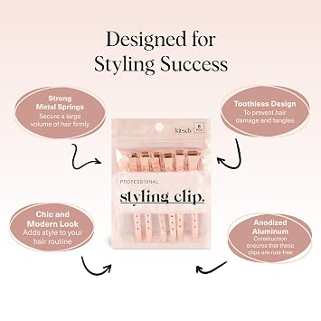 Kitsch Professional Alligator Clips - 3.5 Aluminum Duckbill Hair Clips for Styling | Great For Salon & Makeup Application - Rose Gold, 6 Pcs