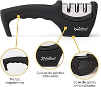 Vista 3 de Accesorios para cuchillos de cocina 4 en 1: afilador de cuchillos de 3 etapas ayuda a reparar, restaurar, pulir hojas y guante resistente a cortes