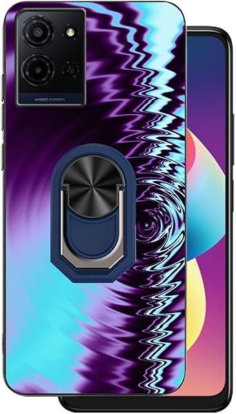 for TCL K33 5G Case Compatible for TCL K32 5G Phone Case Alcatel T513 5G Cover with Stand 3D Wave Design Cute Ring Kickstand for Men Boys Soft TPU Shockproof Full Body -Purple
