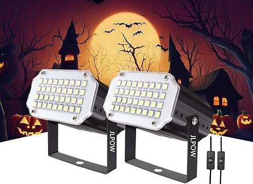 Paquete de 2 Mini luz estroboscópica blanca de JLPOW de Halloween, súper brillante de 36 luces estroboscópicas LED para fiesta, luces