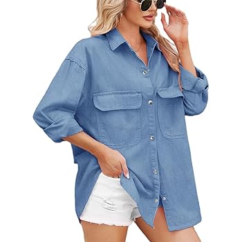 【NKJ 2025SS】WORK BIG DENIM SHIRT Women's Baggy Oversized Denim Shirt Work Casual Long Sleeve