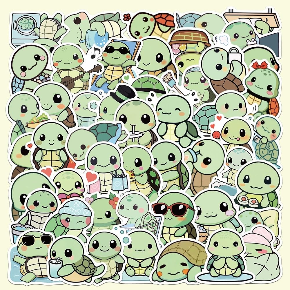 50 Pcs Turtle Stickers for Kids Teens Adults Boys Girls Gift,Tortoise Stickers Pack for Laptop,Skateboard,Luggage,Car,Bike,Cup,Computer,Water Bottle Decor,Vinyl Waterproof Decals - Image 2