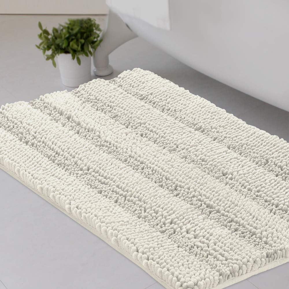 Striped Luxury Chenille Bathroom Price reduction Rug and Soft Extra Mat Absorben New York Mall