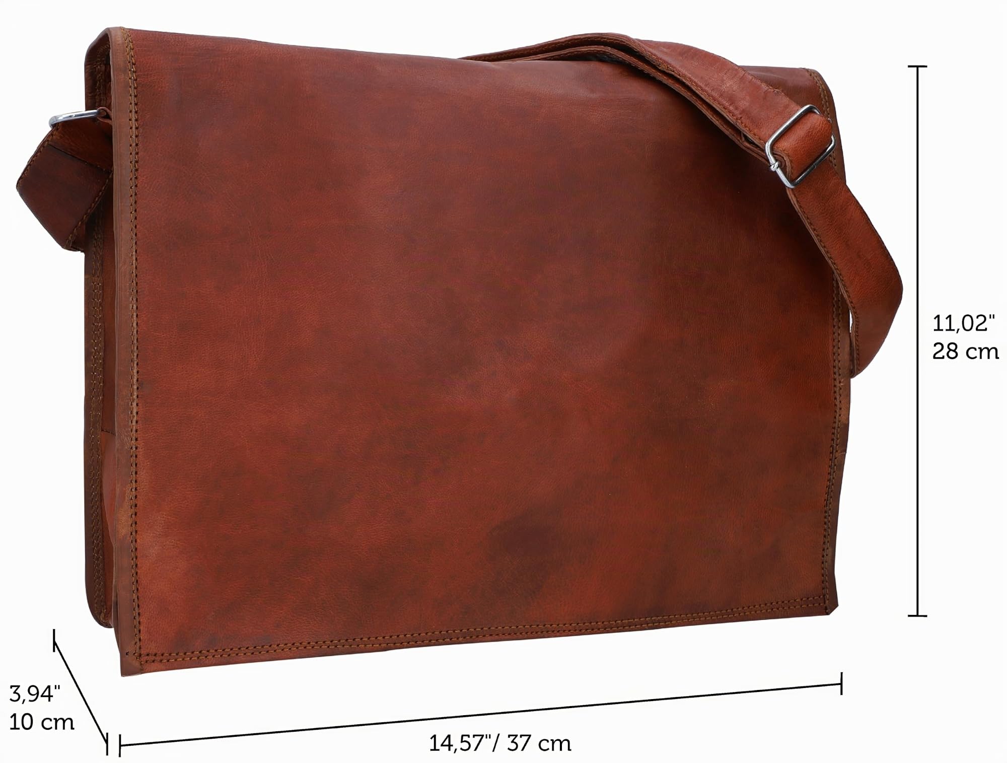 Gusti Leder „Max“ Leder Umhängetasche – Hochwertige Vintage Messenger Bag für 15" Laptop, Unisex, Naturbraun