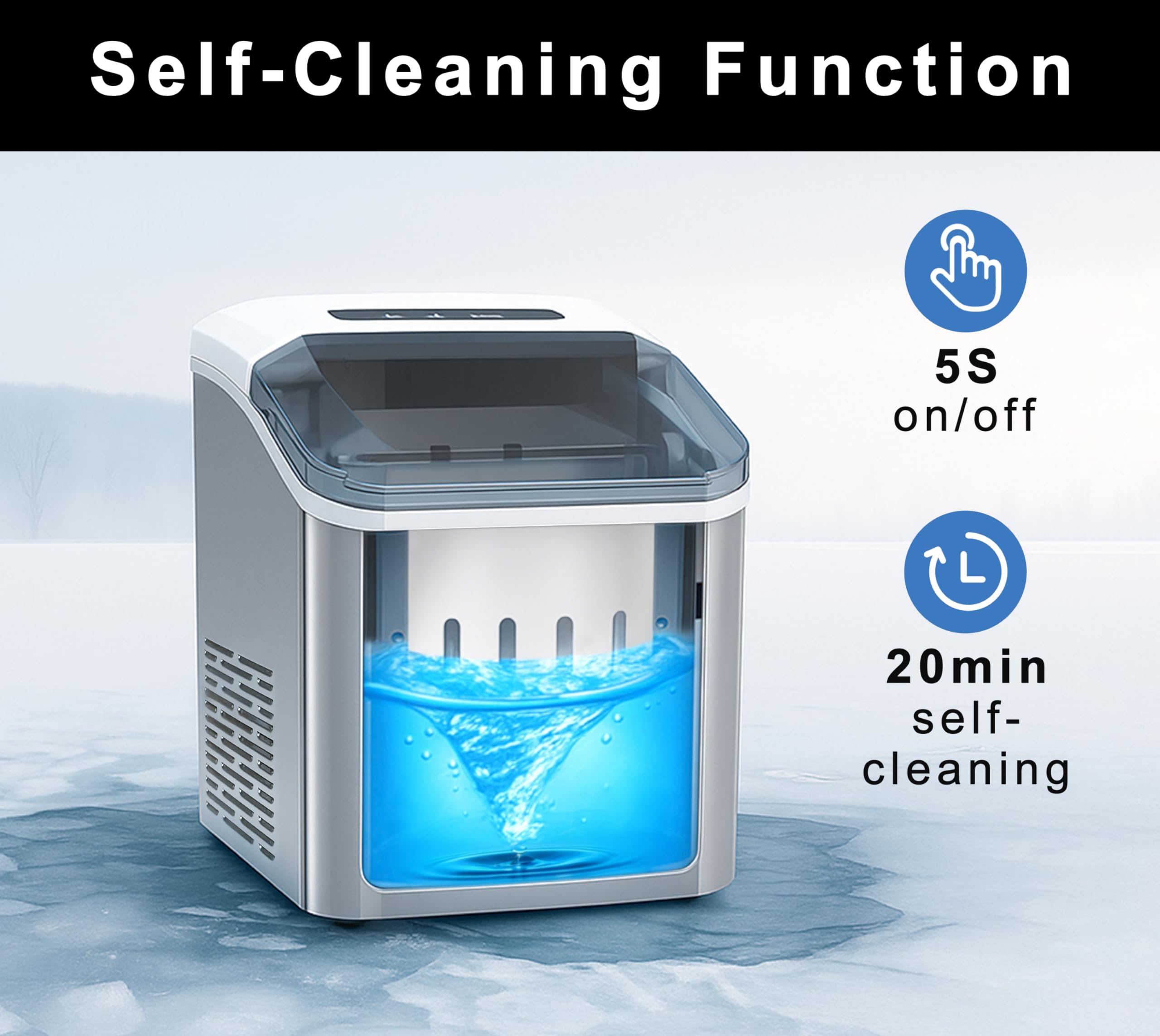 iTOMA Tisch-Eismaschine, 2 Größen von Kugel-Eiswürfeln, 1,3-Liter-Eismaschine mit Autoreinigung, mit Eiskorb und Eisschaufel, für Haus/Küche/Büro/Bar-Party Eiswürfelmaschine，YH16M
