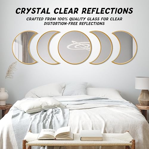 Miniatura 2 de Juego de espejos de fase lunar 100% de cristal, decoración natural escandinava, decoración de pared bohemia para el hogar, sala de estar,