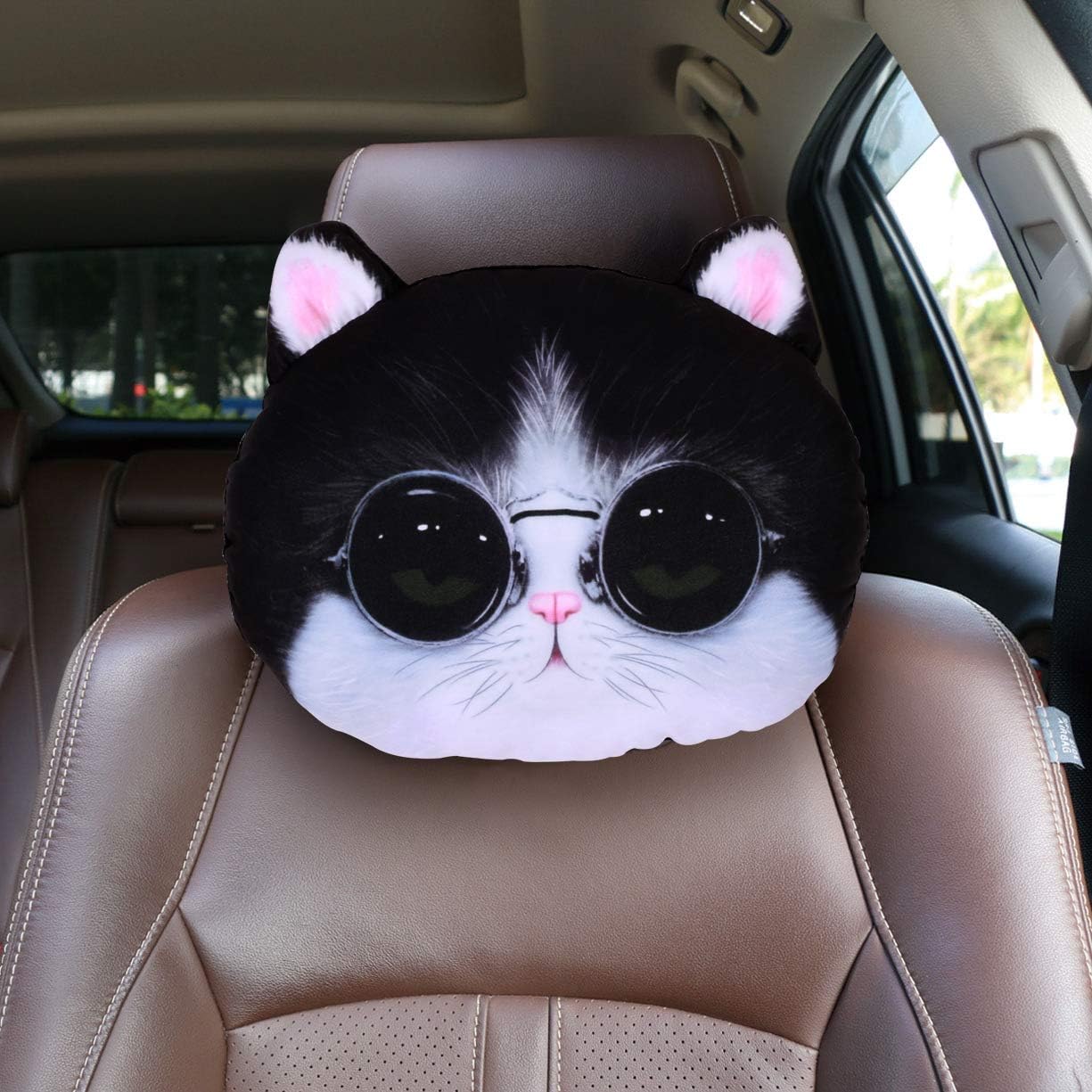 VXAR Auto Car Headrest Pillow Cushion (Black cat 1P)