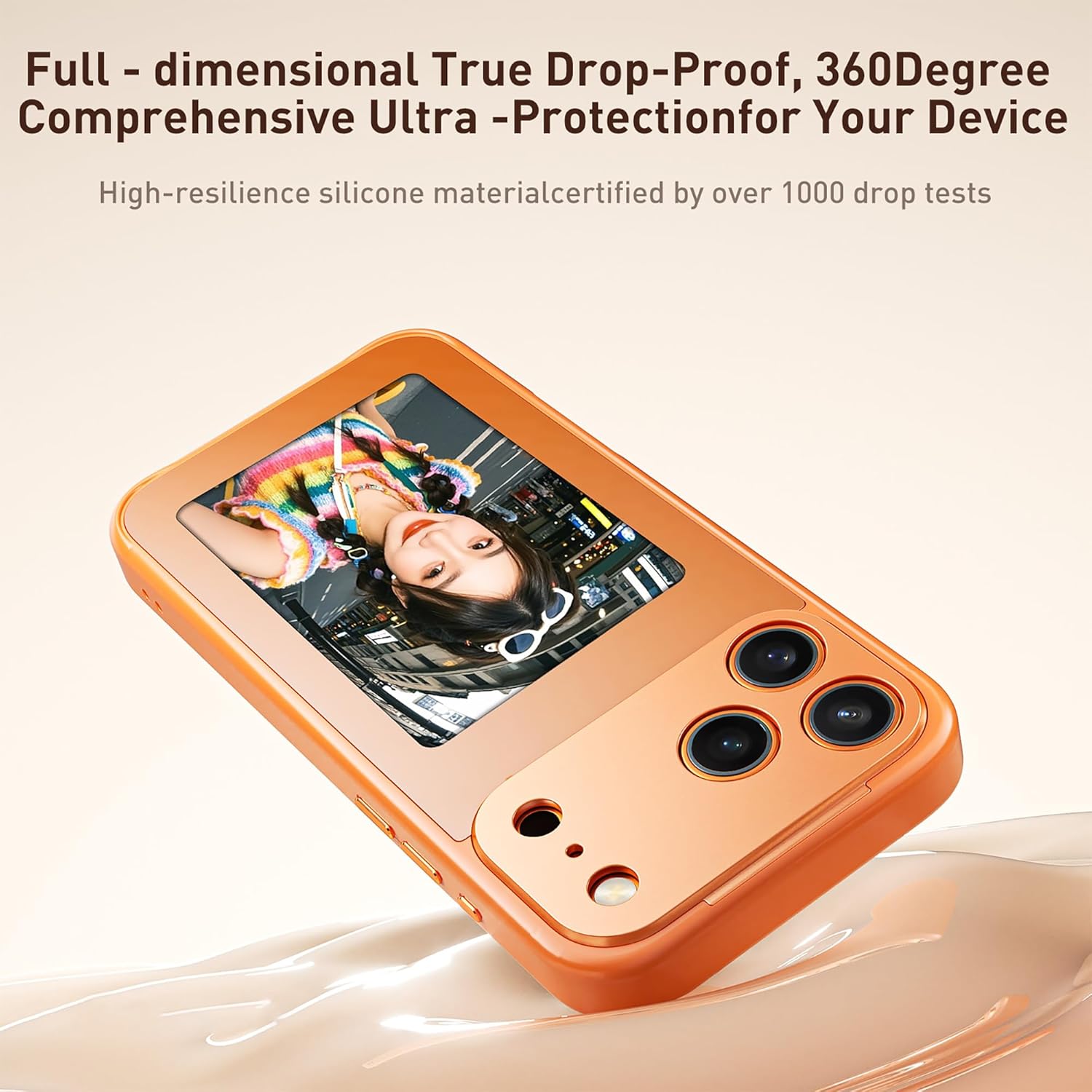 6 Colors Smart Ink Phone Case for iPhone, NFC Drop Ink Screen, Smart Phone Case for iPhone 16/15/14/13Pro MAX (White, for iphone17 Pro Max)