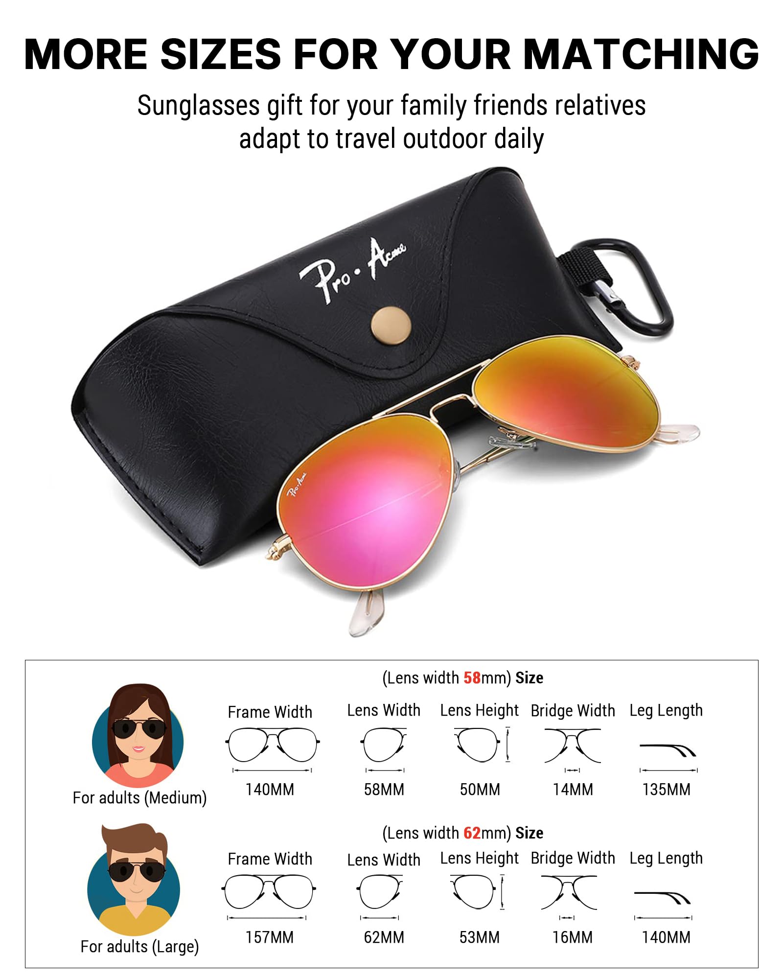 Pro Acme Classic Aviator Sunglasses for Women & Men Glass Lens Metal Frame UV400 Driver Sunglasses - 5
