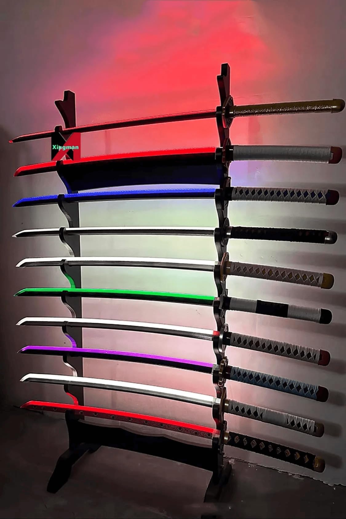 AMONT | Katana Decorativa Yamato con LED, 105 cm | Replica in bambù con Impugnatura Intrecciata | EYM