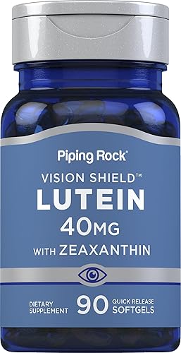 Piping Rock Luteína + Zeaxantina, 40 mg, 90 cápsulas blandas de liberación rápida, sin gluten, sin OMG