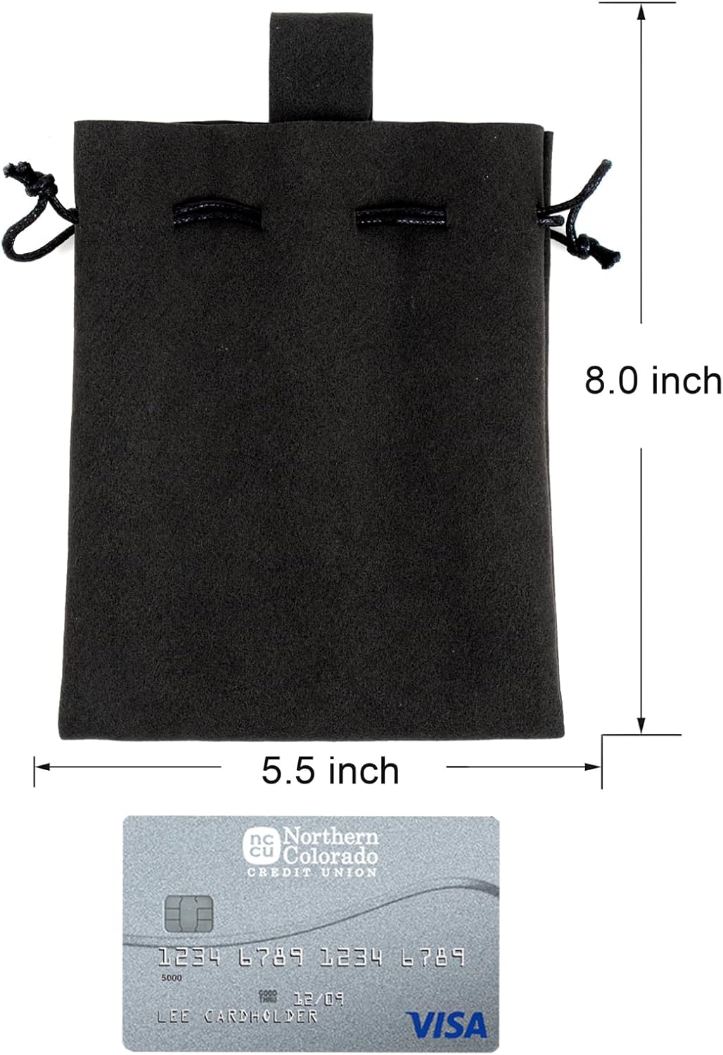 Leather Belt Pouch Drawstring Coin Purse Portable Retro Travel Phone Dice Storage Bag Pirate Renaissance Viking Costume Accessory (Black) - Image 6