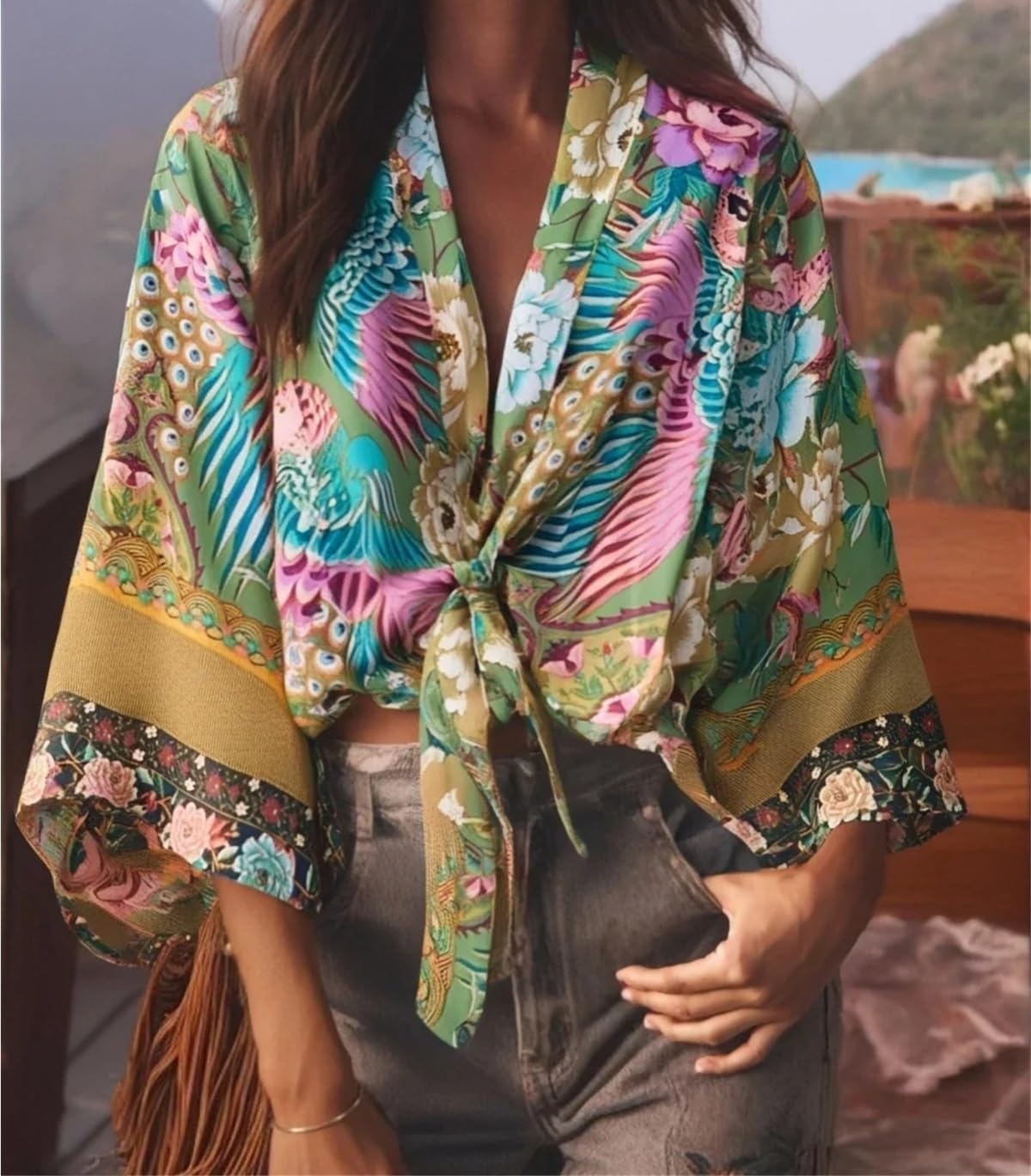 Damski strój kąpielowy okrycie krótkie rękawy Rayon Bikini Stroje plażowe S/M/L/XL
