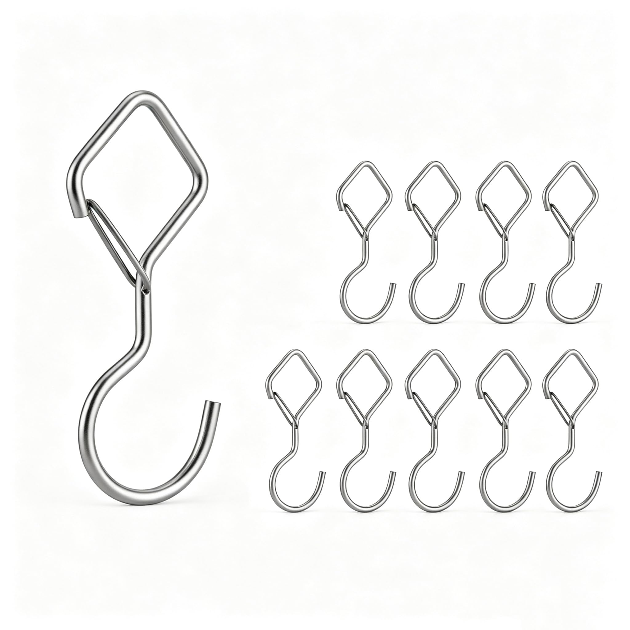 GUGUGO 10 PCS Silver Rustproof S Hooks, Heavy Duty Hanging Safety Hooks