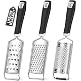 Cheese Grater, Sopito 3 Packs Stainless Steel Lemon Zester Grater with Silicone Handle for Cheese, Chocolate, Spices, and More