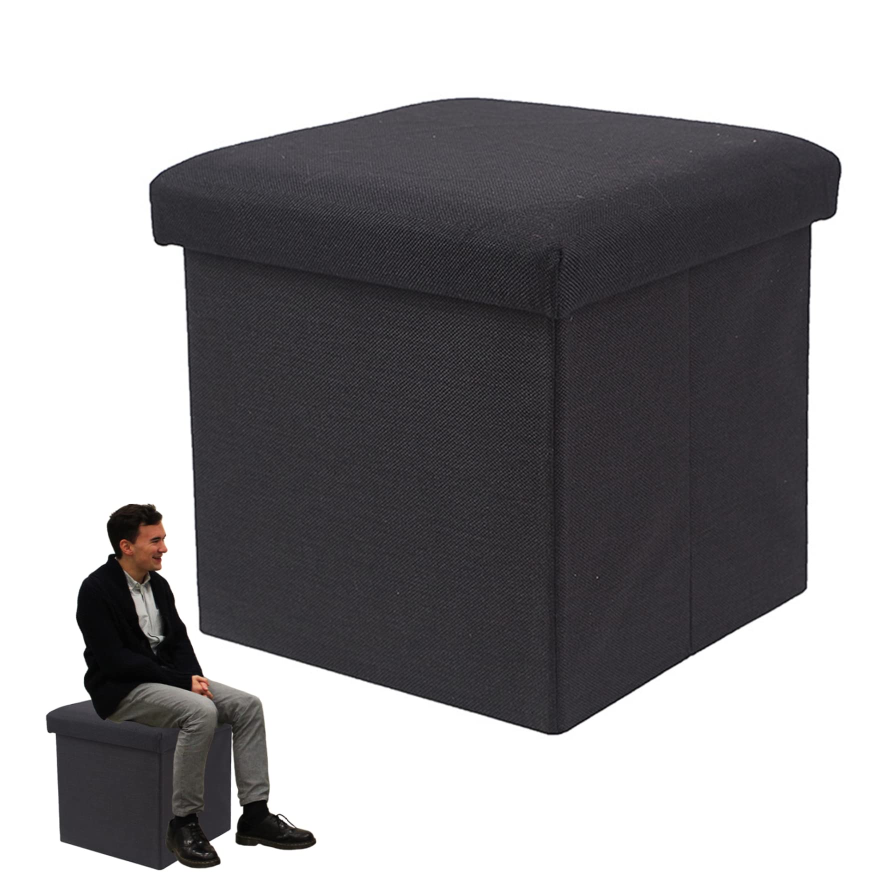 Pouf-tabouret coffre en lin idéal pour chambre d'enfant