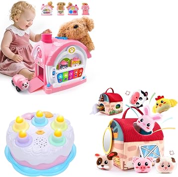 Musical Toddler House Toys + Plush Farm Animals Toys + Birthday Cake Toy