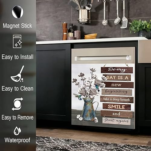 Miniatura 5 de Calcomanía magnética de algodón para ramo de flores para lavavajillas, cubierta magnética para lavavajillas, decoración de cocina, nevera, regalo