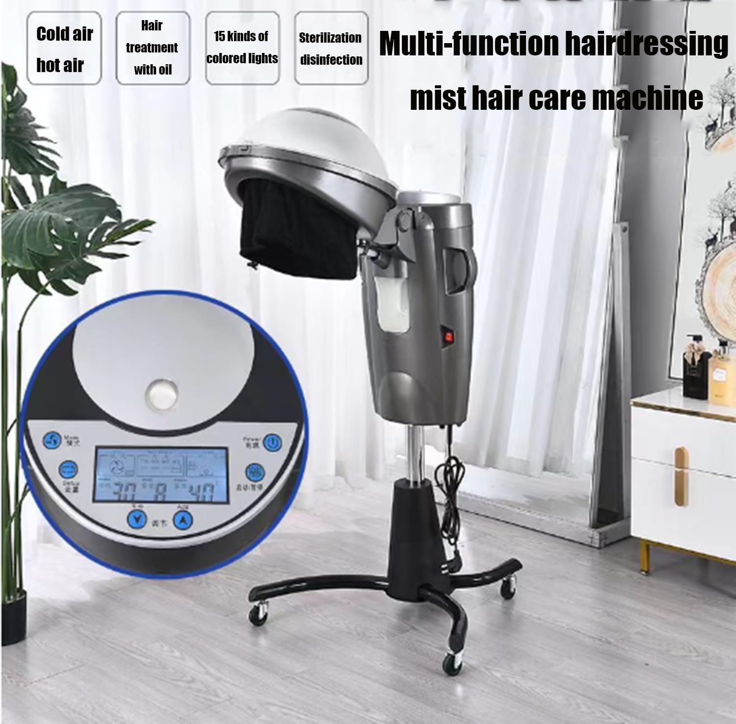 Macchina per Permanente Professionale per Asciugatura Micro-Nebbia per Parrucchieri, Vaporizzatore per Spa per La Cura dei Capelli Micro-Nebbia per Parrucchieri Gray