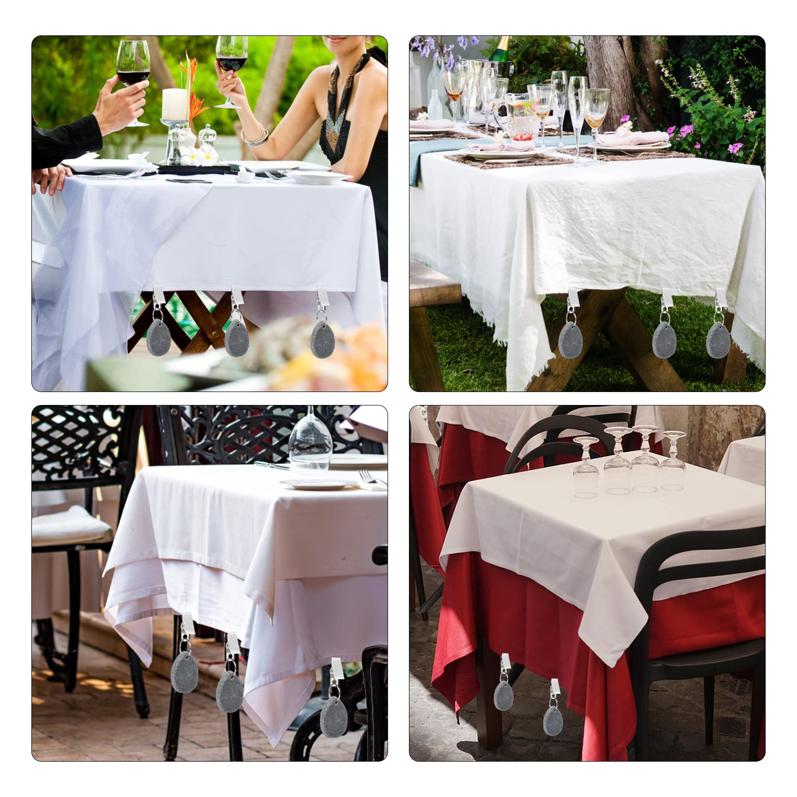 Fermacavola Per Tovaglia - 6 Pezzi Con Clip In Acciaio, Motivo Foglia D'Acero, Per Picnic, Feste All'Aperto, Grigio - Foto 10