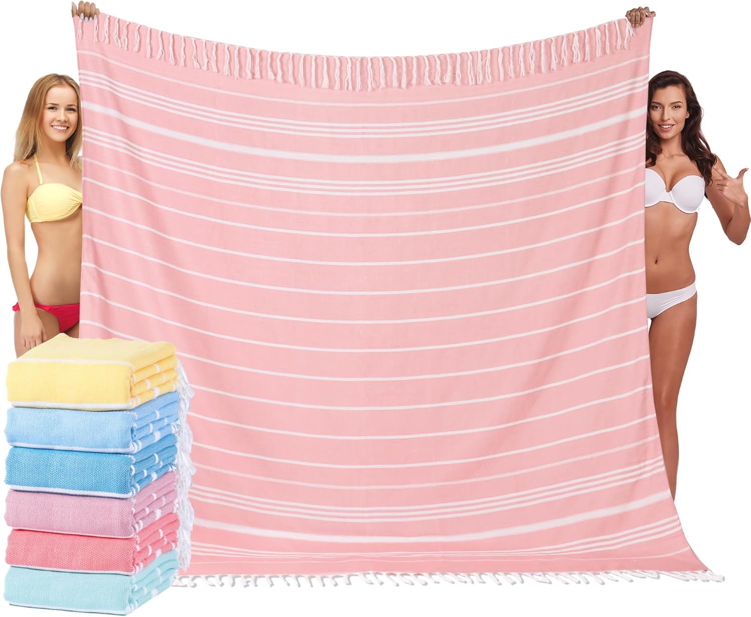 Widdonen Giant Turkish Beach Towel Blanket 85x75 Cotton XXL Extra Large Oversided Bath Pool Blankets XL Huge Bed Sand Free Throw Towels Picnic Outdoor Big Quilt Necessities Cloud Gifts for Adult Pink