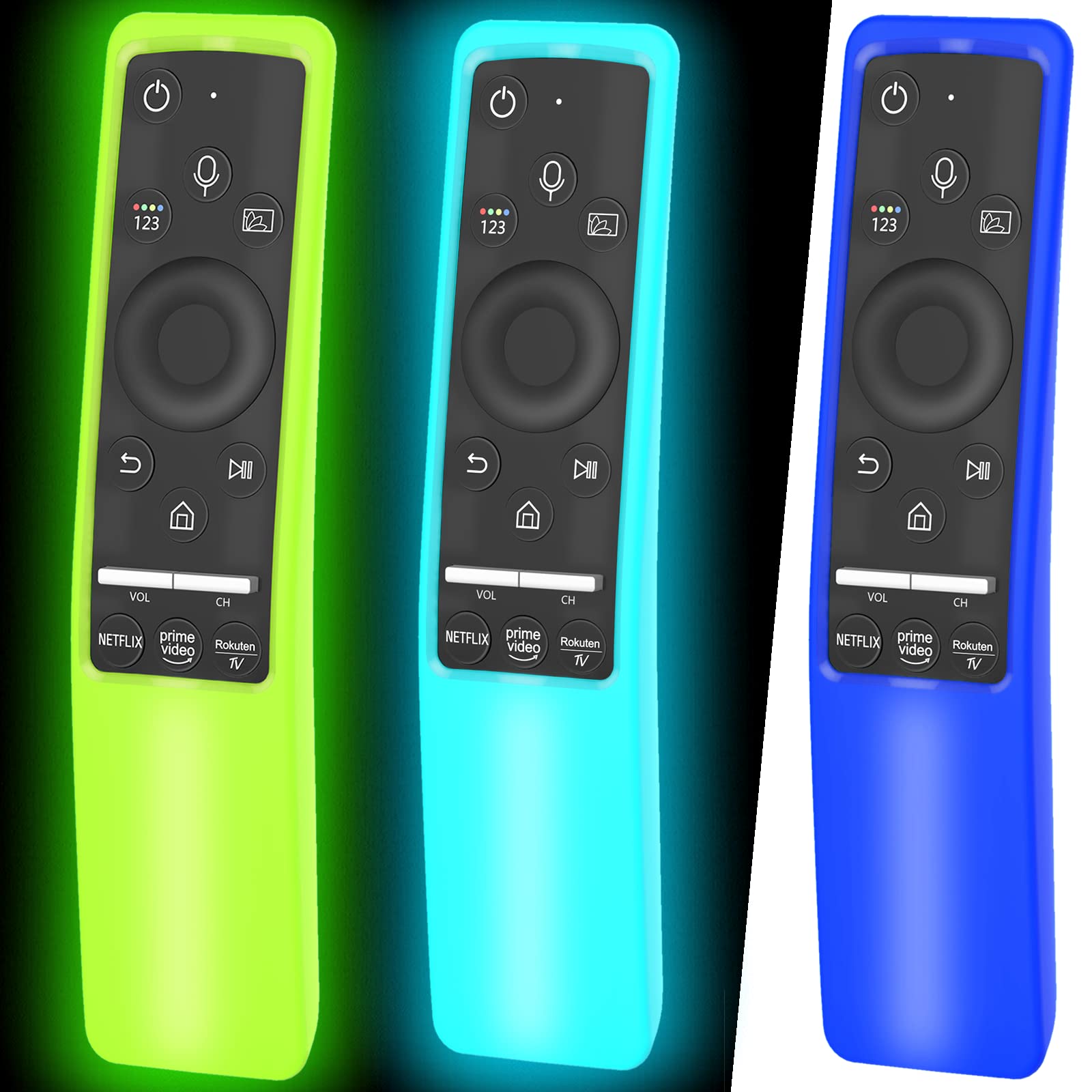 3 Pack Remote Case Glow in The Dark Compatible with Samsung Smart TV Remote Controller BN59 Series, Silicone Cover Protector Shockproof Anti-Slip