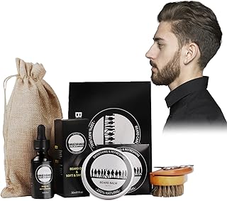 Bartpflege Set für Männer, 6-in-1 Geschenkset mit Bartöl, Balsam, Holzkamm, Bartschere & Reisetasche,Ideal als Geburtstagsgeschenk, Weihnachtsgeschenk oder Geschenk für Männer, Weiche Barthaare