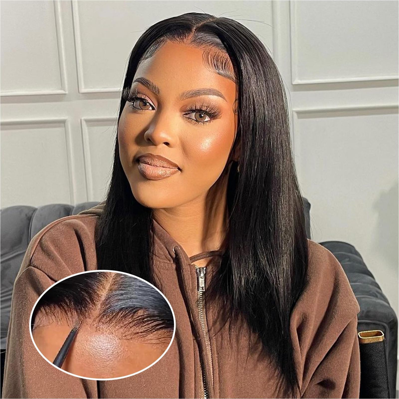 Ailwelia Wear and Go Glueless Bob Wig Human Hair 200% Density 5x5 HD Lace Closure Wigs For Black Women Glueless 5x5 Closure Wigs Human Hair Pre Plucked Bob Black Color 16 Inch