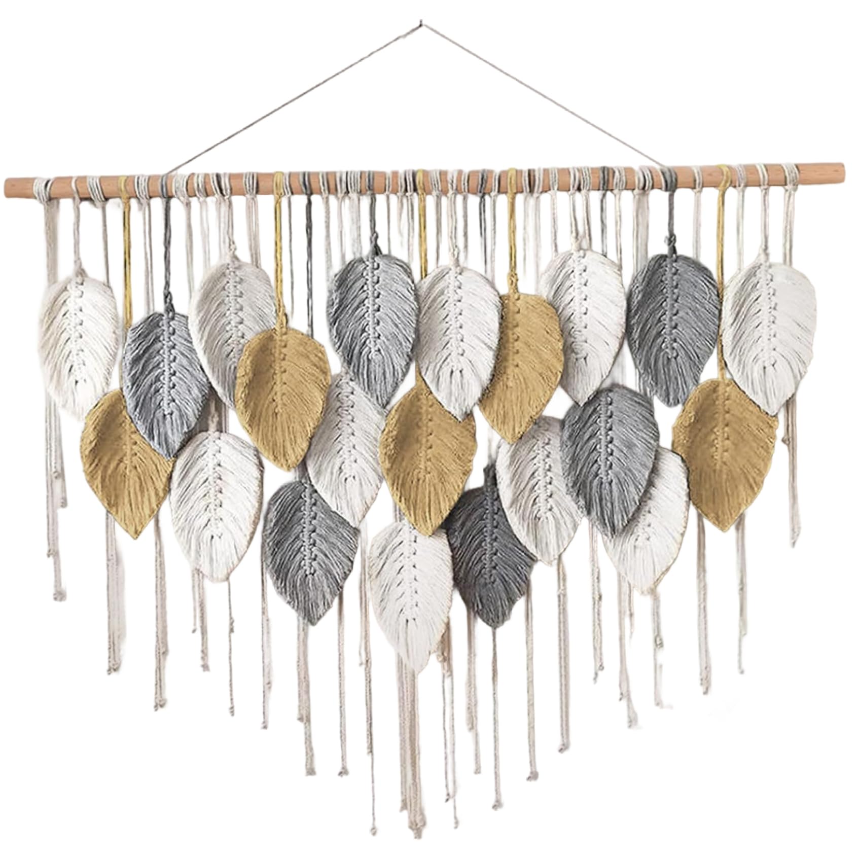 Faroby Assorted Color Macrame Wall Hanging, Bohemian Woven Leaves Wall Tapestry, Home Decoration For Bedroom, Living Room, Apartment, Gallery
