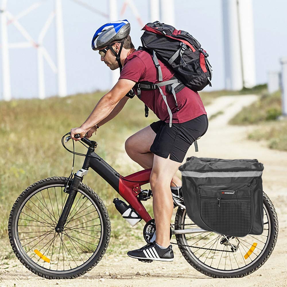 RANJIMA Borsa per Bicicletta Posteriore Laterali Multifunzionale, Grande capacità Doppia per Portapacchi Impermeabile per Mountain Bike, Bici da Corsa Outdoor