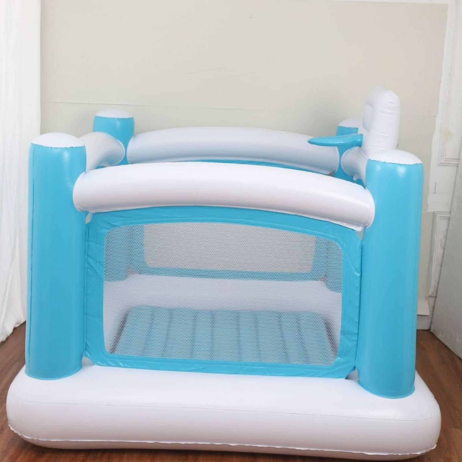 Cama Inflable Infantil Colchoneta Casa Hinchable Castillo Interior Parque de Brincos Panel Trasero con Aro Baloncesto Malla Lateral Ventilada PVC para