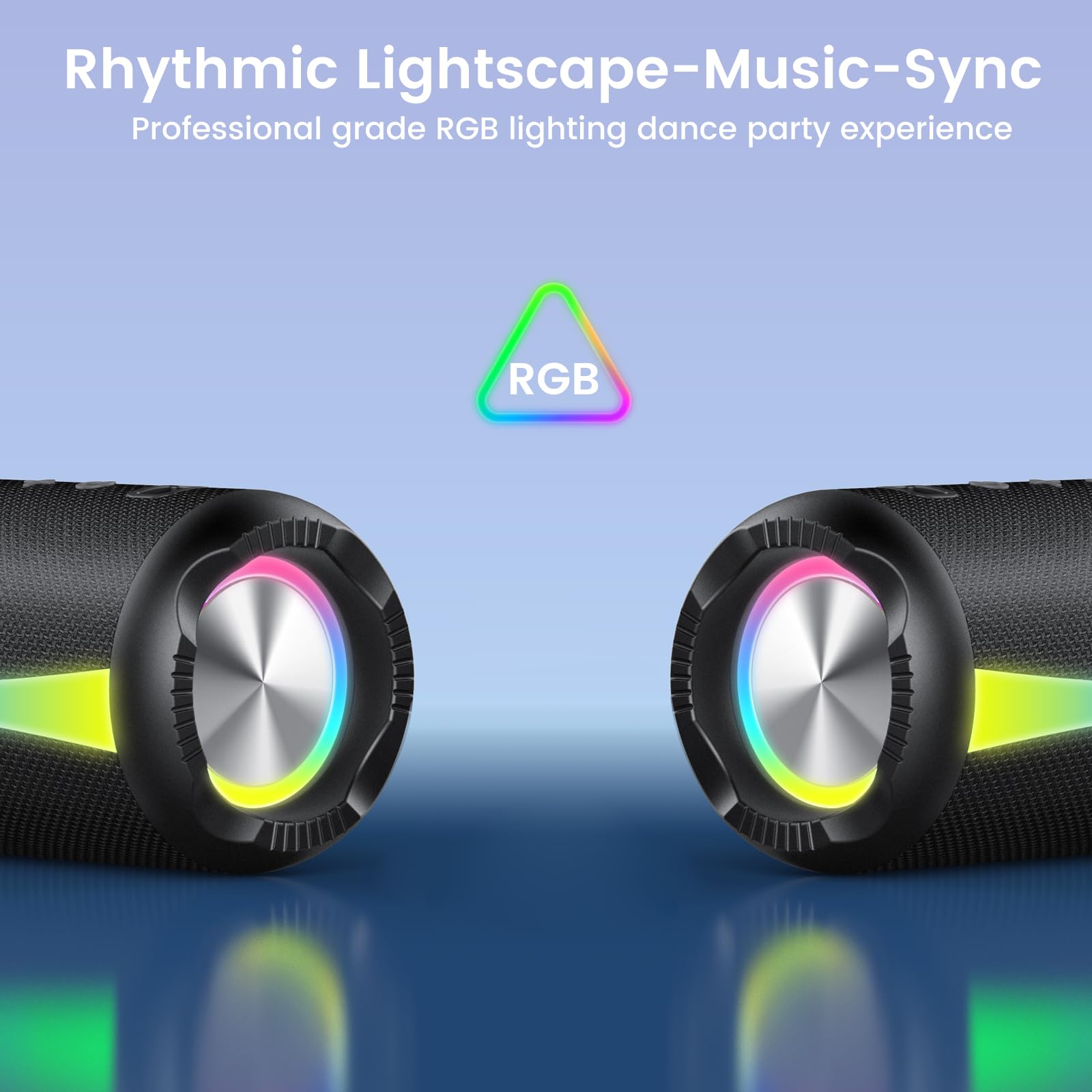 Enceinte sans Fil Bluetooth 5.4, Haut-Parleur Portable avec Double Haut-Parleur de Basses, RGB, TWS, IPX7 Étanche, 20 h d'Autonomie pour Fête et Extérieur