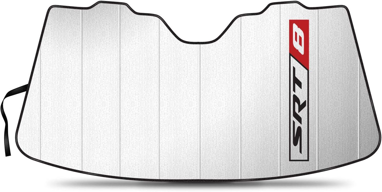 iPick Image for Dodge SRT-8 Logo Universal Fit Enforced Stand-Up Auto Windshield Sun Shade at Standard Size 54"x 27.5"