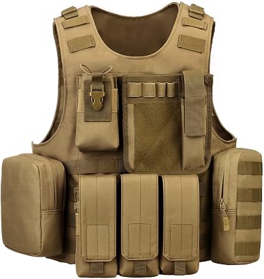 GYDEHUTJ Tactical Molle Vest Heavy Duty Multifunctional Combination Vest with Pouches for Paintball Airsoft CS Game