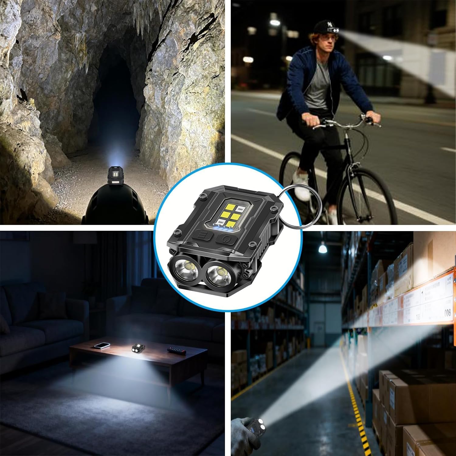 4PACK EDC Keychain Flashlight - Super Bright Mini Keychain Light with Hat Clip, Magnetic Base, Rechargeable Small Pocket Flash Lights for Emergency,Outdoor Activities,Walking Dog