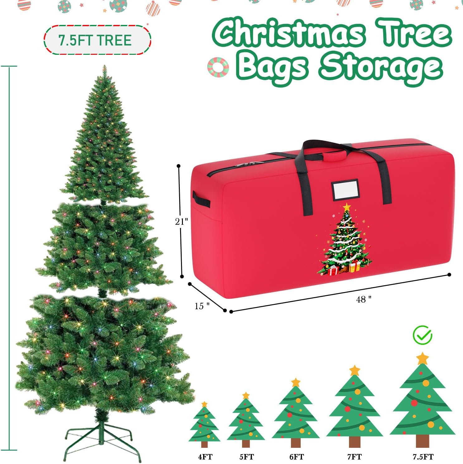 Christmas Tree Skirt Christmas Tree Storage Bag Bundle (21 Inches，Fit up to 7.5 FT Trees) Tree Skirt Blue Christmas Decor Artificial Christmas Tree Bag for Holiday Storage