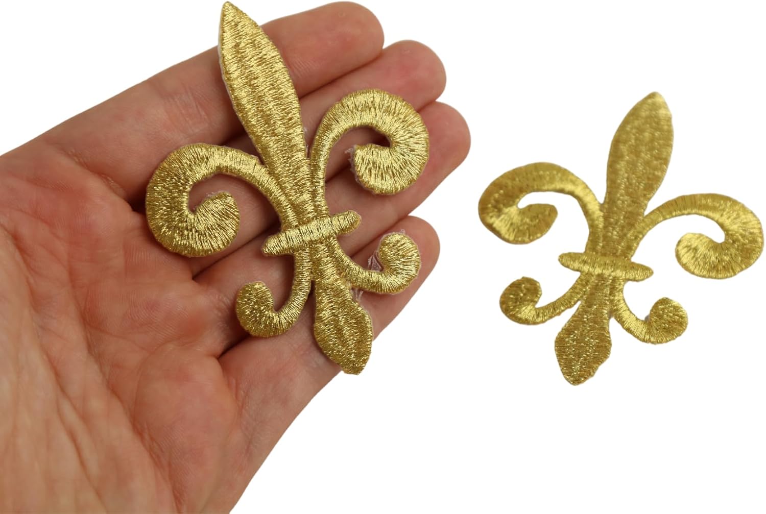 10 Pcs Gold Lily Patches Iron On Embroidery Lilium Custom Patch Sew On Applique for Arts Crafts DIY Decor Jeans Jackets Clothing Bags Backpack (2.5x3.34 Inches)