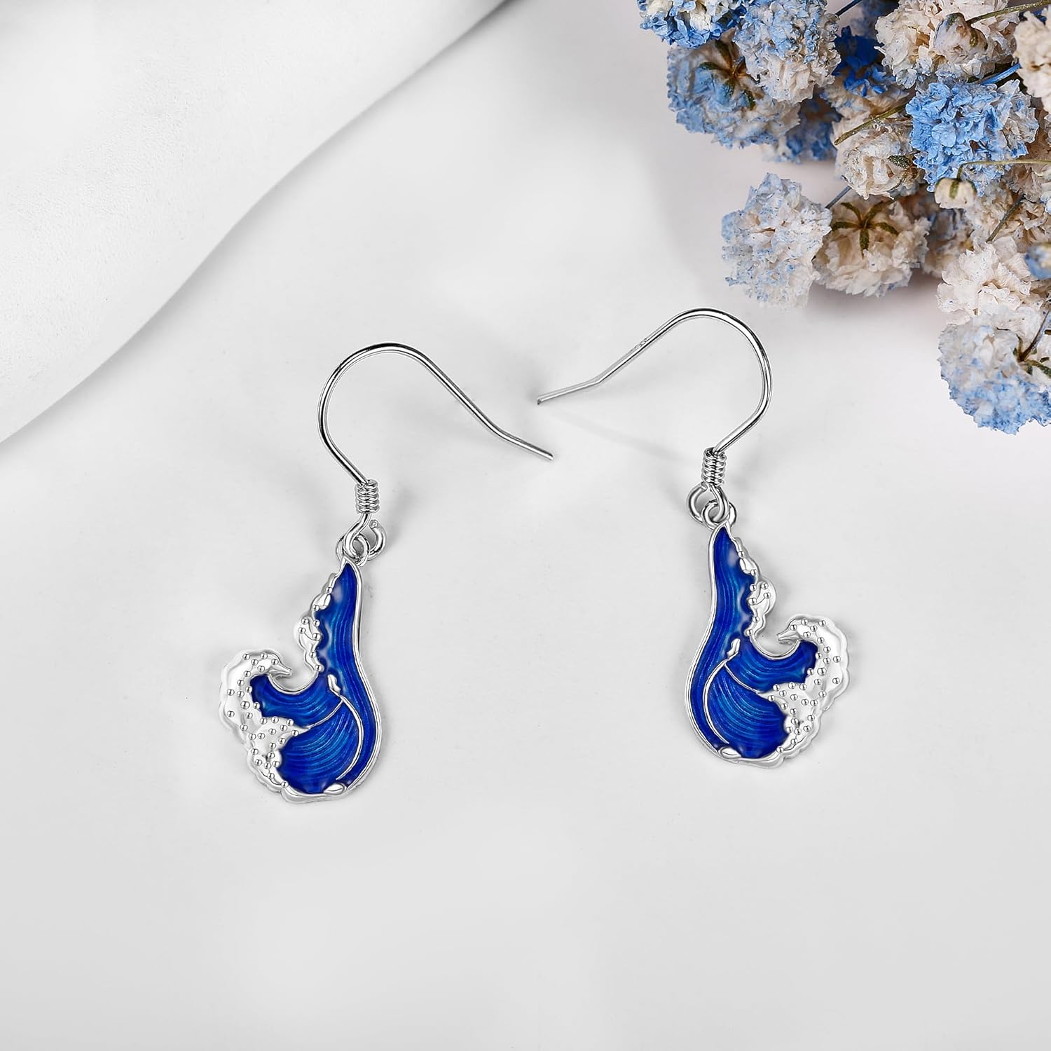 Wave Earrings Sterling Silver Ocean Earrings Wave Dangle Drop Beach Jewelry Ocean Gifts for Women - Image 5